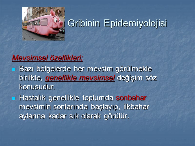 Gribinin Epidemiyolojisi  Mevsimsel özellikleri; Bazı bölgelerde her mevsim görülmekle birlikte, genellikle mevsimsel değişim